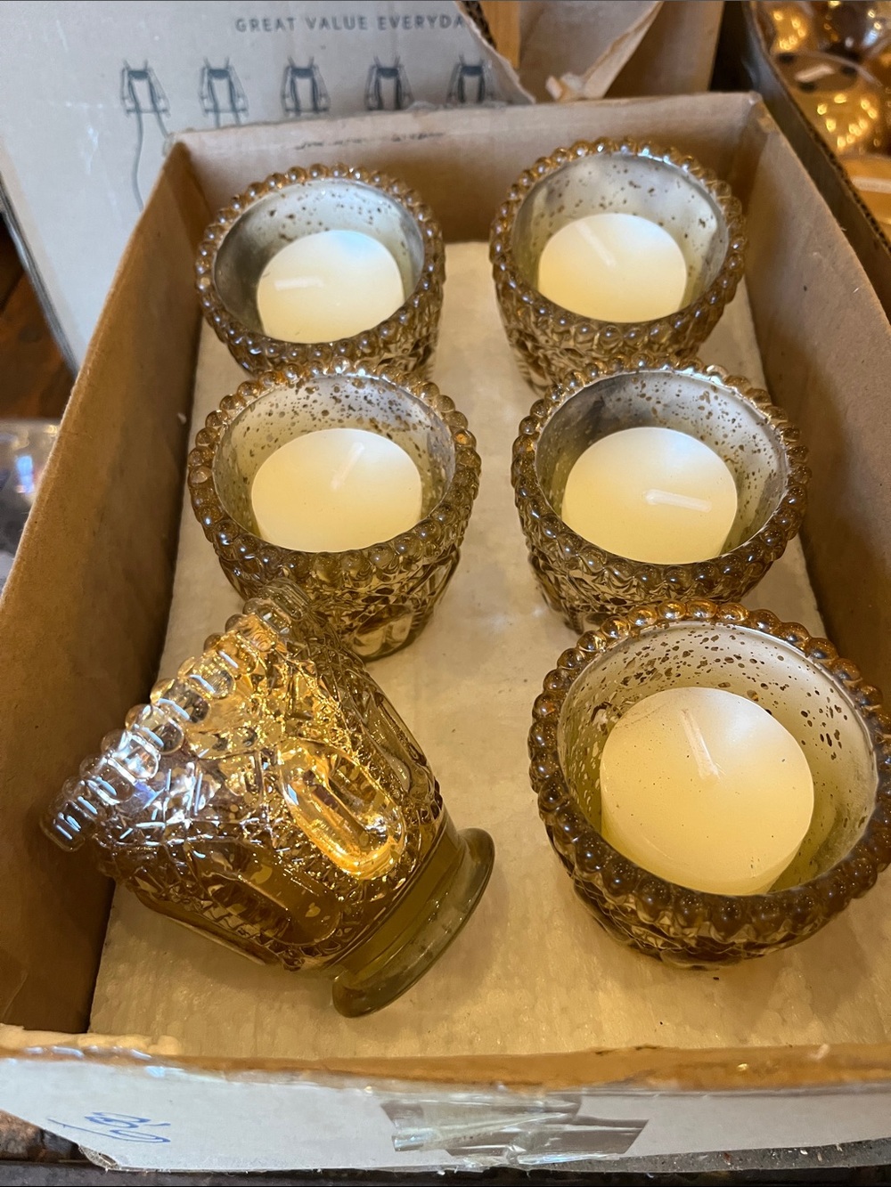 Rose Gold Mercury Glass Votive Candle Holders - Set of 11